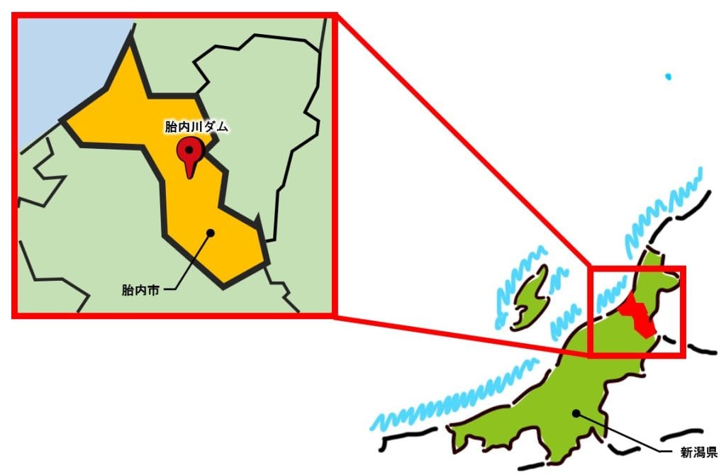 胎内川ダム位置